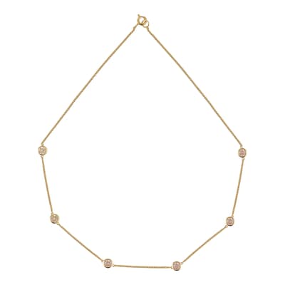 Gold Tight Chain Necklace with Champagne Stones