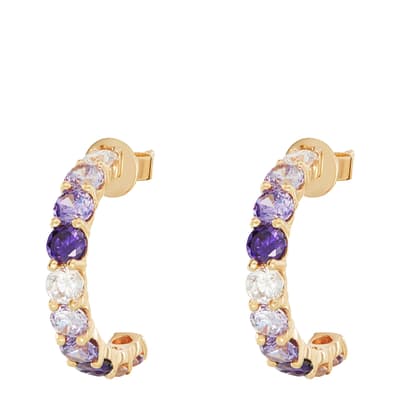 Gold Small Ombre Hoops with Purple Stones
