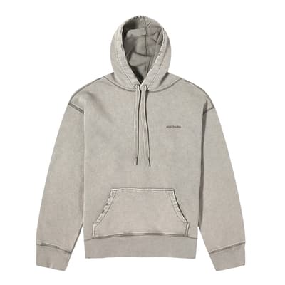 Unisex Grey Faded Effect Cotton Hoodie