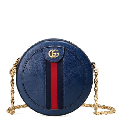 Gucci Ophidia Mini Round Shoulder Bag In Blue
