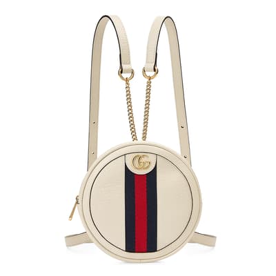 Gucci White Leather Ophidia Mini Backpack