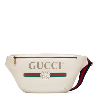 Gucci Large Printed Textured-Leather Belt Bag In White Leather
