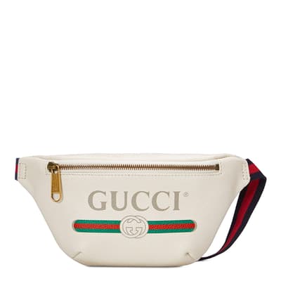 Gucci Small Print Leather Belt Bag In White