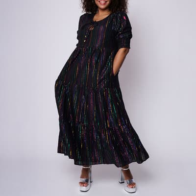 Black Rainbow Lurex Maxi Dress