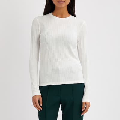 Off White Carmen Ribbed Top