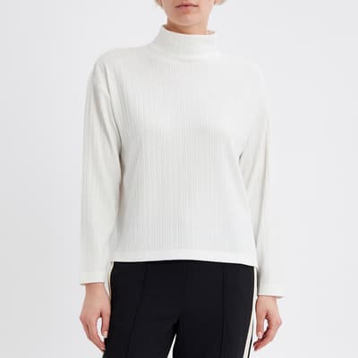 White Callie High Neck Ribbed Top