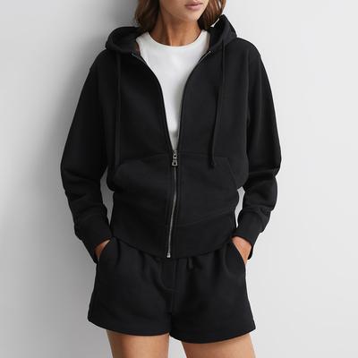 Black Frankie Zipped Cotton Blend Hoodie