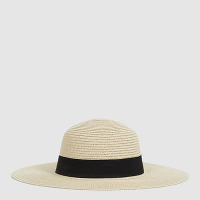 Cream Lexi Woven Wide Brim Hat
