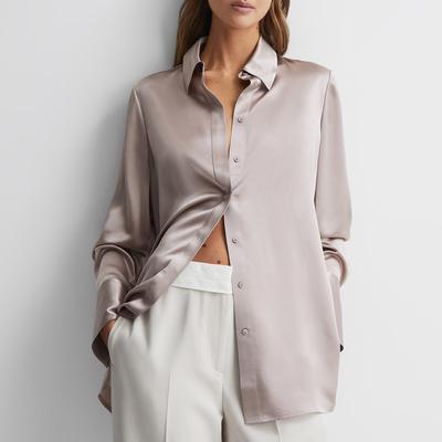 Champagne Lola Longline Silk Shirt