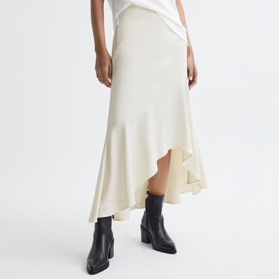 Ivory Inga Asymmetric Slip Skirt