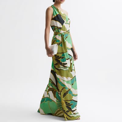 Green Tina Jungle Print Maxi Dress