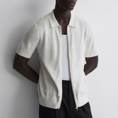 Ecru Bailey Textured Zipped Cotton Blend Shirt