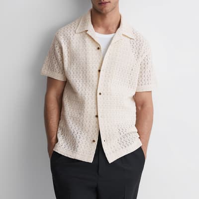 Ecru Scorpios Crochet Cotton Blend Shirt