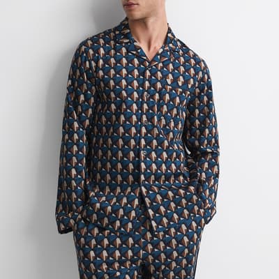 Blue Thurlow Printed Cotton Pyjama Shirt