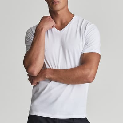 White Dayton V-Neck Cotton T-Shirt