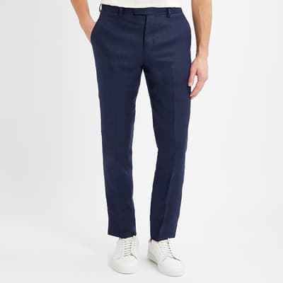 Navy Gosnold Linen Suit Trousers