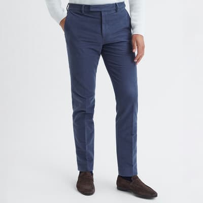 Mid Blue Spark Cotton Blend Trousers