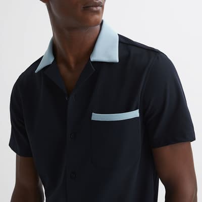 Navy Troon Contrast Collar Shirt