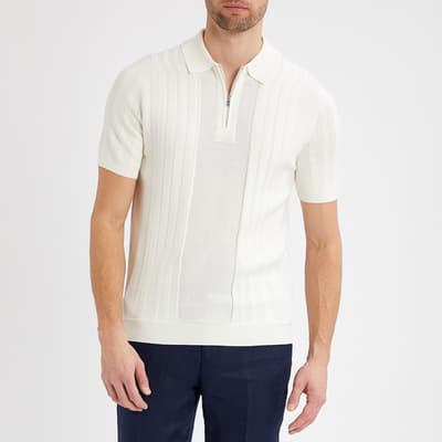 White Riseley Patterned Cotton Blend Polo Shirt