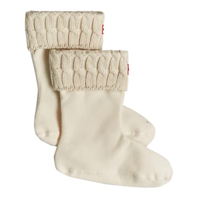 Cream Short Recycled Mini Cable Boot Socks 