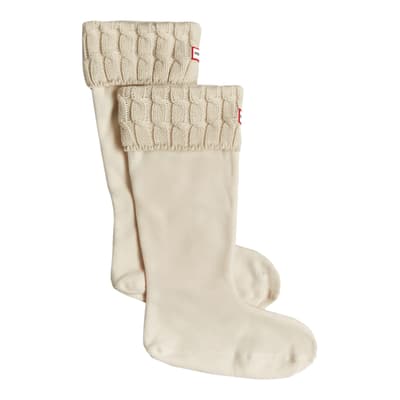 Cream Tall Recycled Mini Cable Boot Socks 