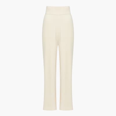 Cream Comfort Recycled Knit Trousers