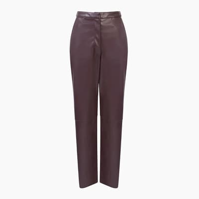 Brown Ania Faux Leather Trousers