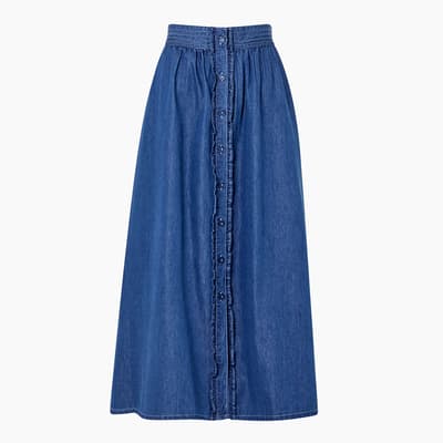 Blue Denim Summer Chambray Button Skirt