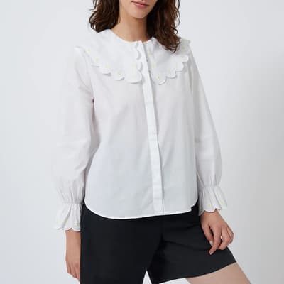 White Daisy Embroidery Blouse
