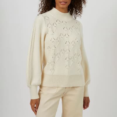 Cream Spring Cotton Knitted Jumper                                                                                                                                                                                                                             