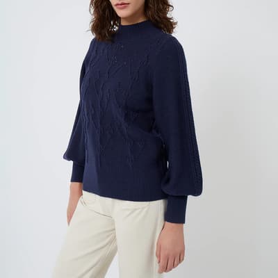 Navy Spring Cotton Knitted Jumper                                                                                                                                                                                                                              