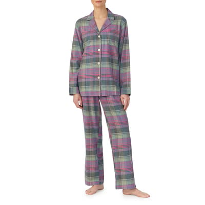 Purple Plaid Long Pyjama Set