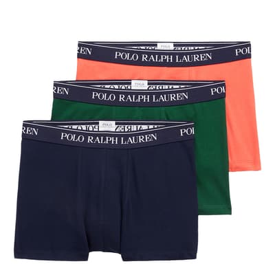 Navy/Green/Orange 3 Pack Cotton Blend Stretch Boxers