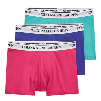 Pink/Blue/Turquoise 3 Pack Cotton Blend Stretch Boxers