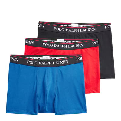 Blue/Red/Black 3 Pack Cotton Blend Stretch Boxers