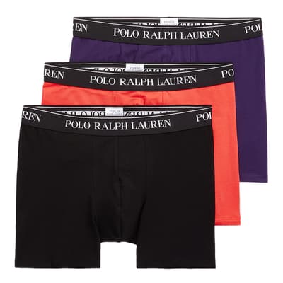 Black/Orange/Purple 3 Pack Cotton Blend Stretch Boxers