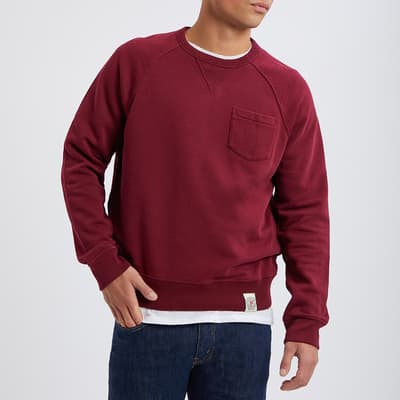 Dark Red Cotton Blend Sweatshirt