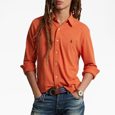 Orange Mesh Cotton Shirt