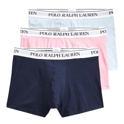 Blue/Pink/Navy 3 Pack Cotton Blend Stretch Boxers