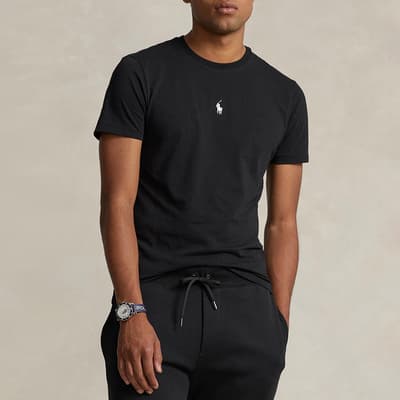 Black Embroidered Cotton T-Shirt