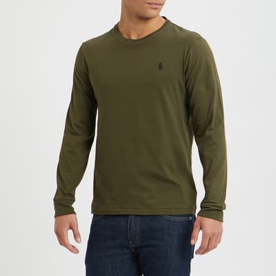 Khaki Cotton Long Sleeve T-Shirt