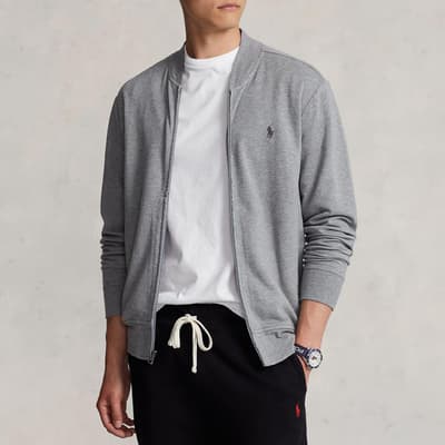 Grey Zip Cotton Blend Jacket