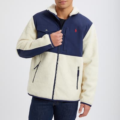 Ecru Bonded Fleece Zip Jacket