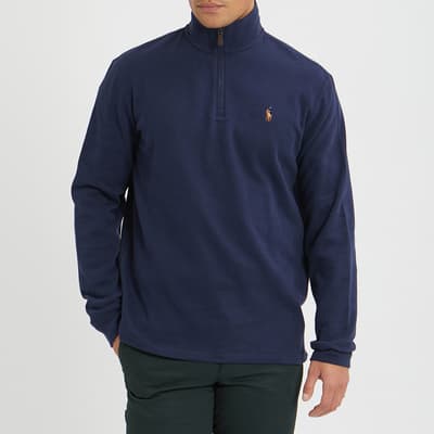 Navy Cotton Half Zip Sweatshirt