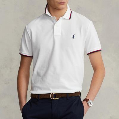 White Mesh Cotton Polo Shirt