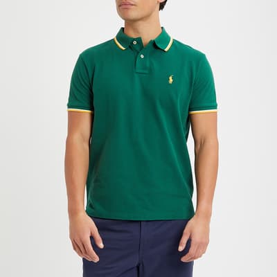Green Mesh Cotton Polo Shirt