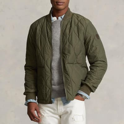 Khaki Gunners Quilted Bomber Jacket