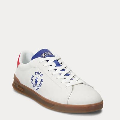 White/Blue Low Top Polo Leather Trainers