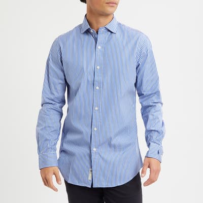 Blue Poplin Stripe Cotton Shirt