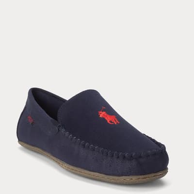 Navy Collins Microsuede Slippers